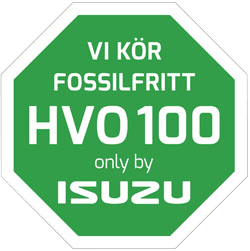Alla nya ISUZU kan köras på det fossilfria bränslet HVO100. Bränslet tillverkas av restprodukter från bl.a. skog- och matproduktion och är 100% fossilfritt.